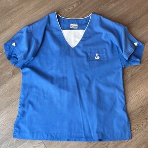 Vintage Koret Blue Scrub Top with Anchor pocket